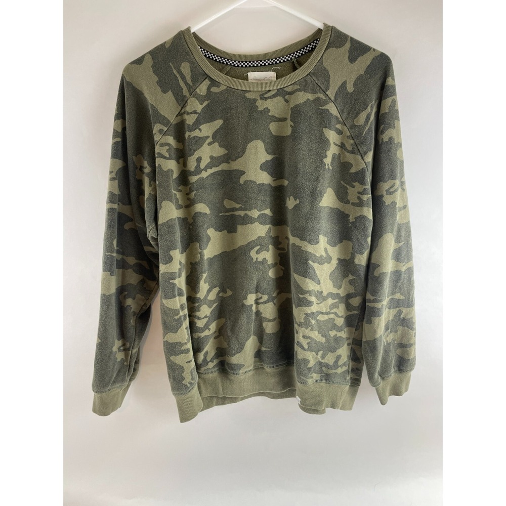 Sovereign Code Sweater Women's Size Medium Green Camouflage Pullover Round Neck